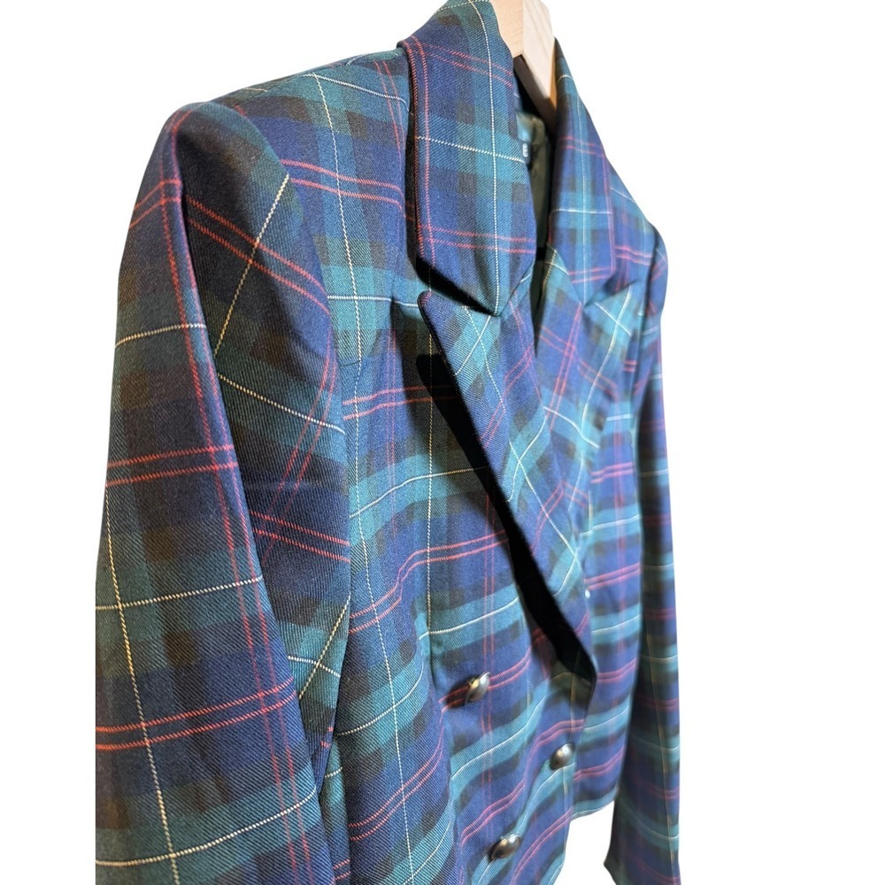 FORE Plaid Blazer Skort Set Dark Academia Preppy Tartan Preppy School Girl Small - Picture 6 of 14